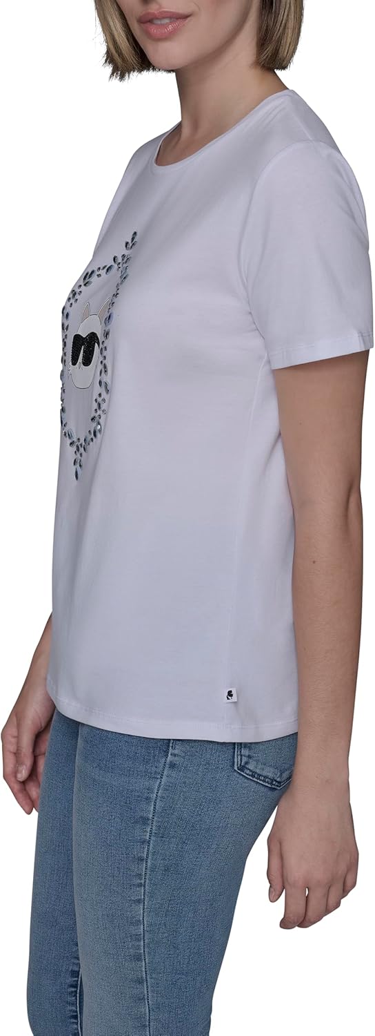 Karl Lagerfeld Womens Short Sleeve Soft Everyday Logo T-Shirt - Image 3