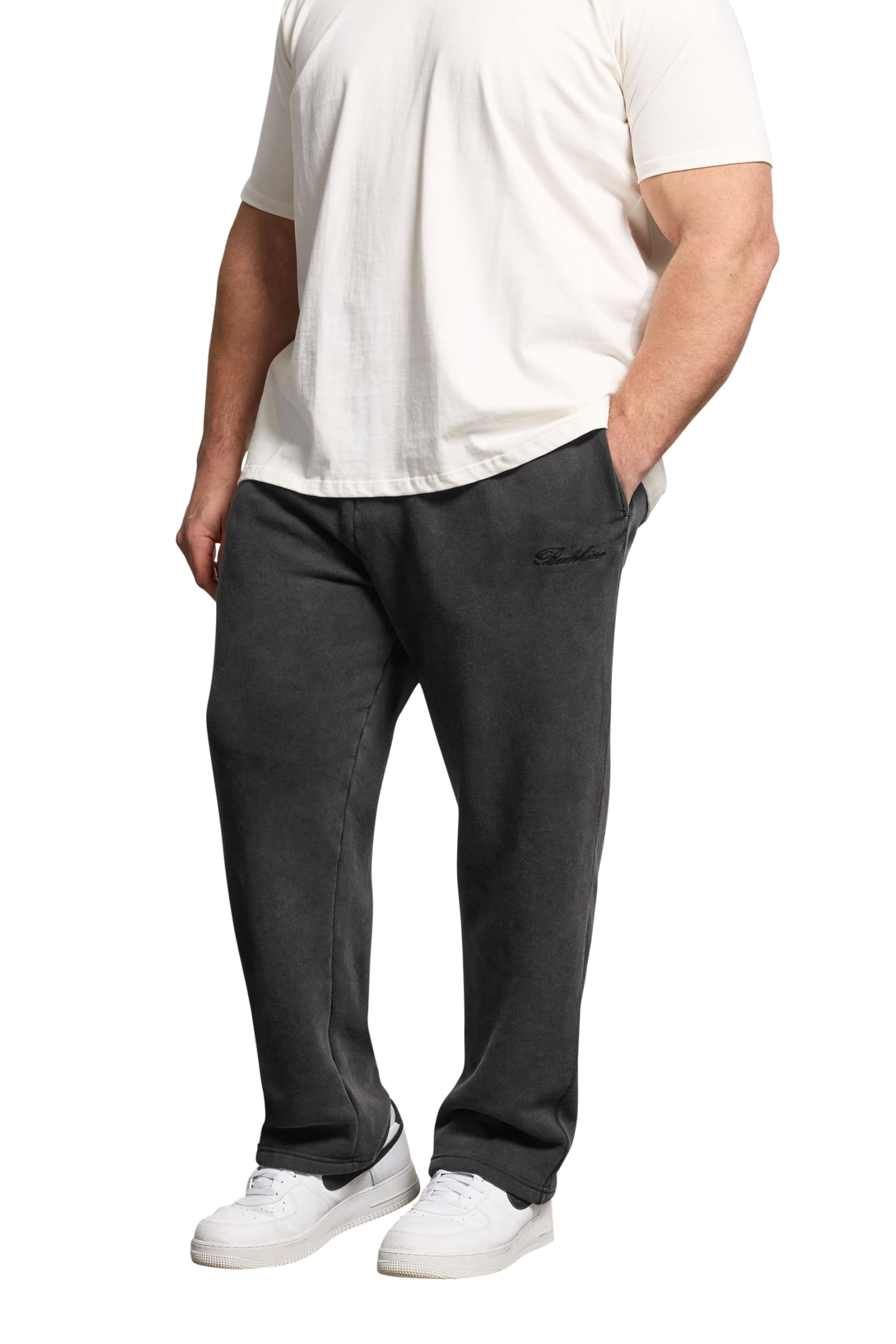 BadRhino Big & Tall Sun Bleached Open Hem Jogger - Men's - Plus Size Curve Black