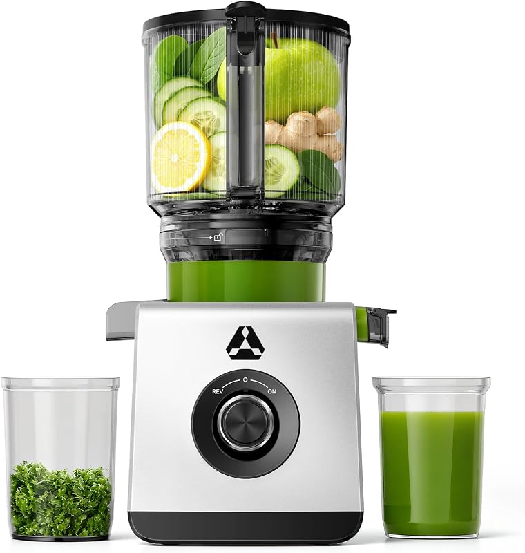3-in-1 Cold Press Juicer Machine, 6.5" Wide Chute, Slow Juicer Designed for Faster Juicing with Whole Fruits & Veggies, Easy to Clean and Clog-Resistant, for Nut Milk & Sorbet