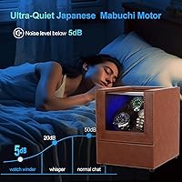 Vista 2 de J&T Technology Enrollador de reloj para relojes automáticos, enrollador automático de reloj con luz LED, caja de reloj giratoria con motor Marrón