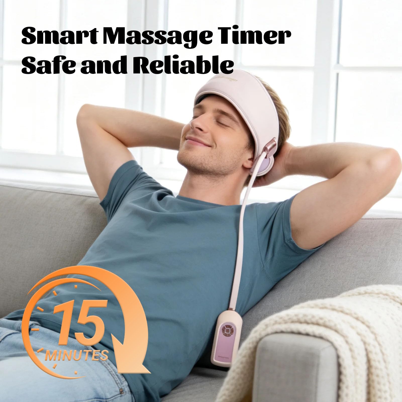 Masseur de Tête Électrique - Appareil Massage Cuir Chevelu - 6 Coussins Gonflables, 3 Niveaux de Chaleur (40-50°C), 5 Modes, 3 Intensités pour une Relaxation Totale.