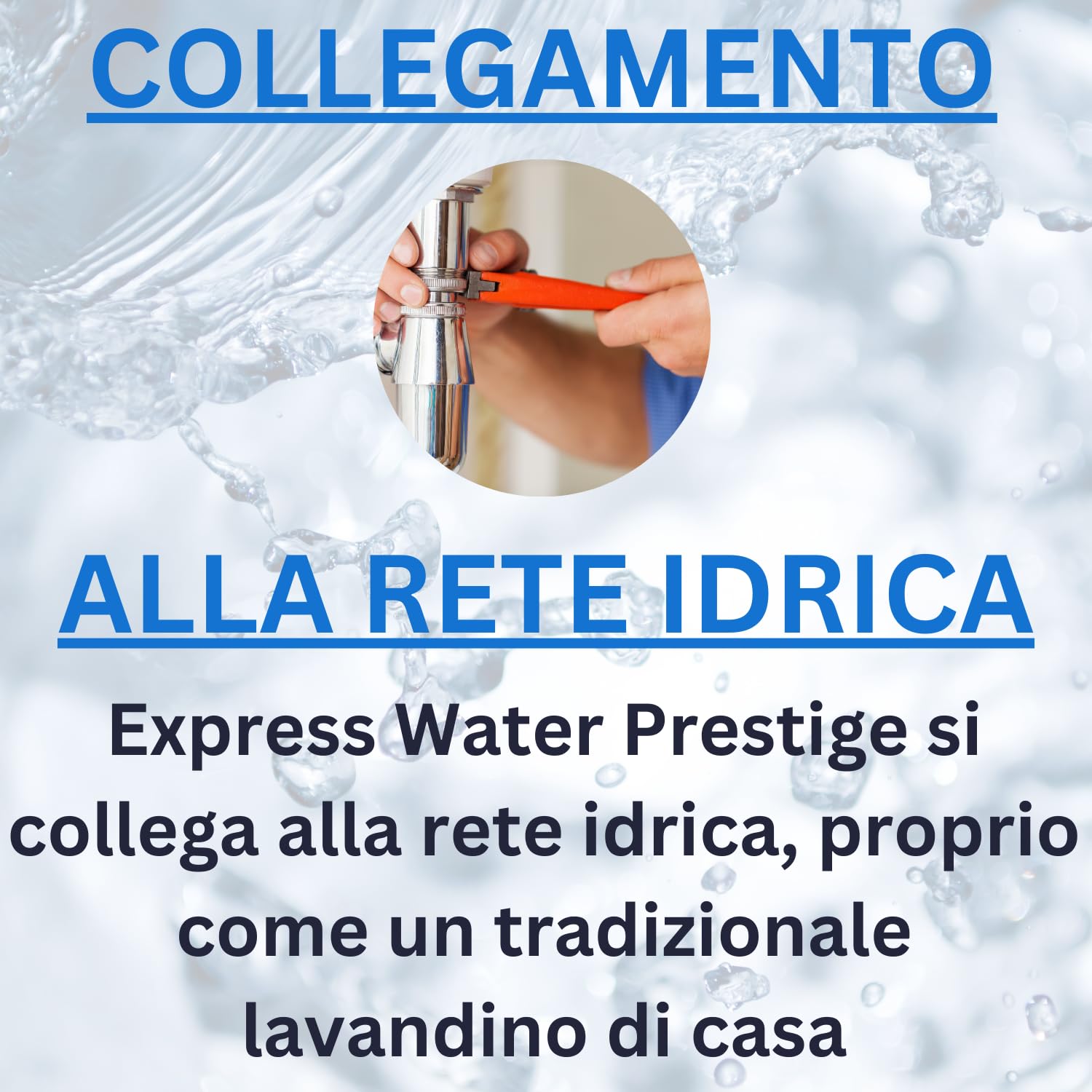 Express Water Prestige, Lavandino Lavabo Lavello Lavamani, Attacco alla Rete Idrica, a Colonna, in Acciaio Inox, con Comando a Pedale, Certificato per ASL, per Negozi e Studi Medici