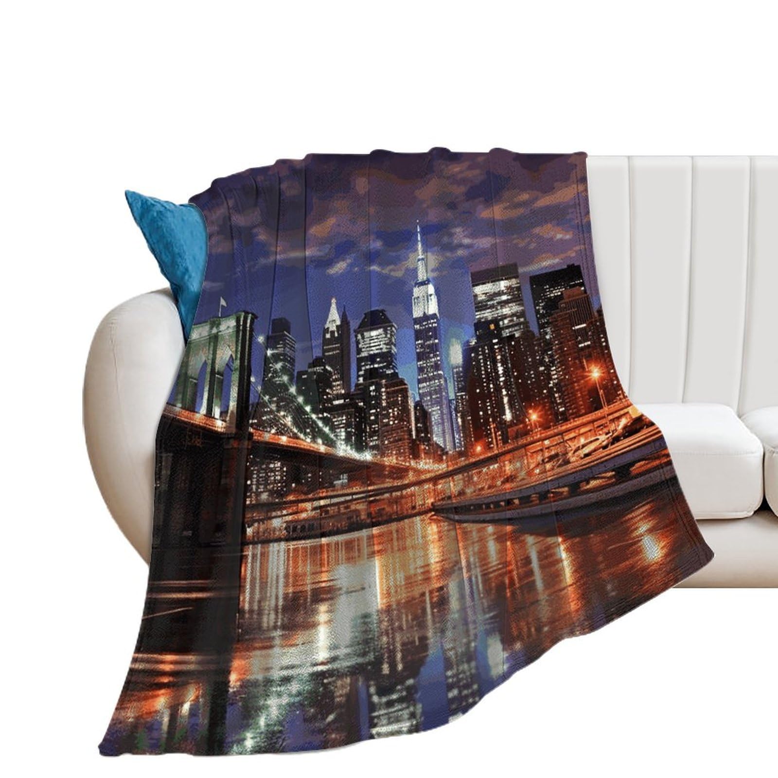 Couverture de voyage New York Night pour camping et canapé