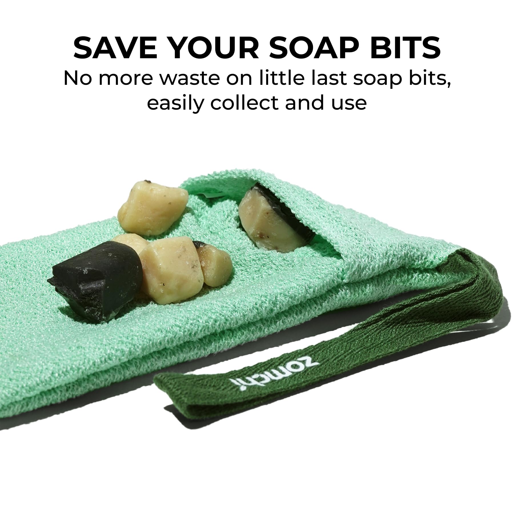 ZOMCHI 2 Pieces Soap Bags for Soap Bars with Different Roughness Exfoliating Soap Saver Bags, Soap Pouch for Body Wash (Green) - Image 4