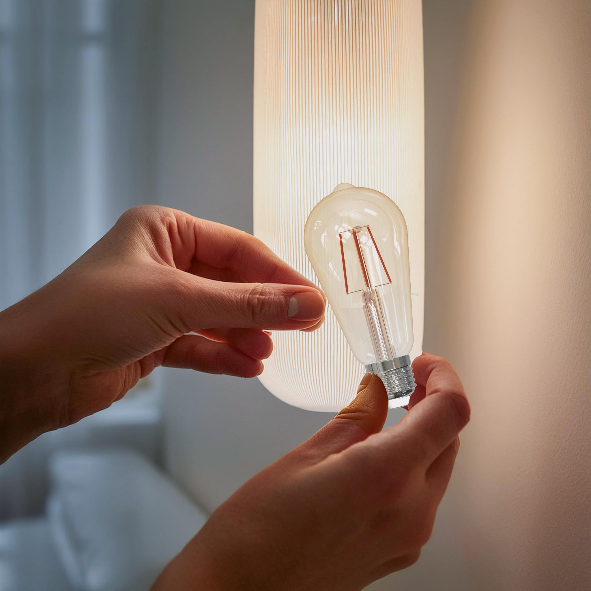 Eglo Set of 3 E27 Filament LED Lamps, Edison Vintage Light Bulb Amber, 4 watts (Equivalent to 40 watts), Warm White Lightbulb - Image 2
