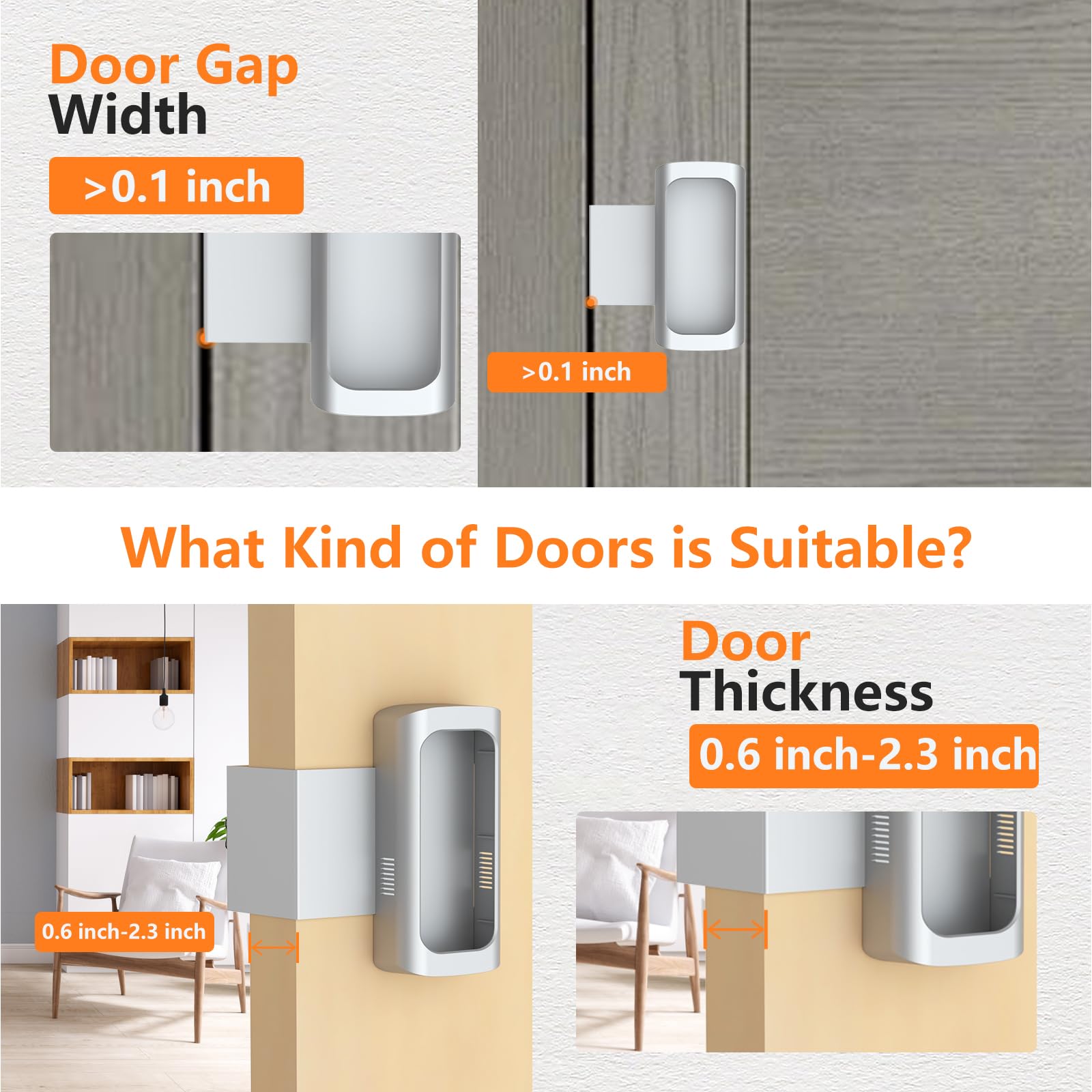Soporte antirrobo para timbre de video, soporte para puerta de timbre sin perforación, compatible con timbre de video 1/2/3/4/(versión 2020)/timbre de batería Plus/Pro para casas, apartamentos,