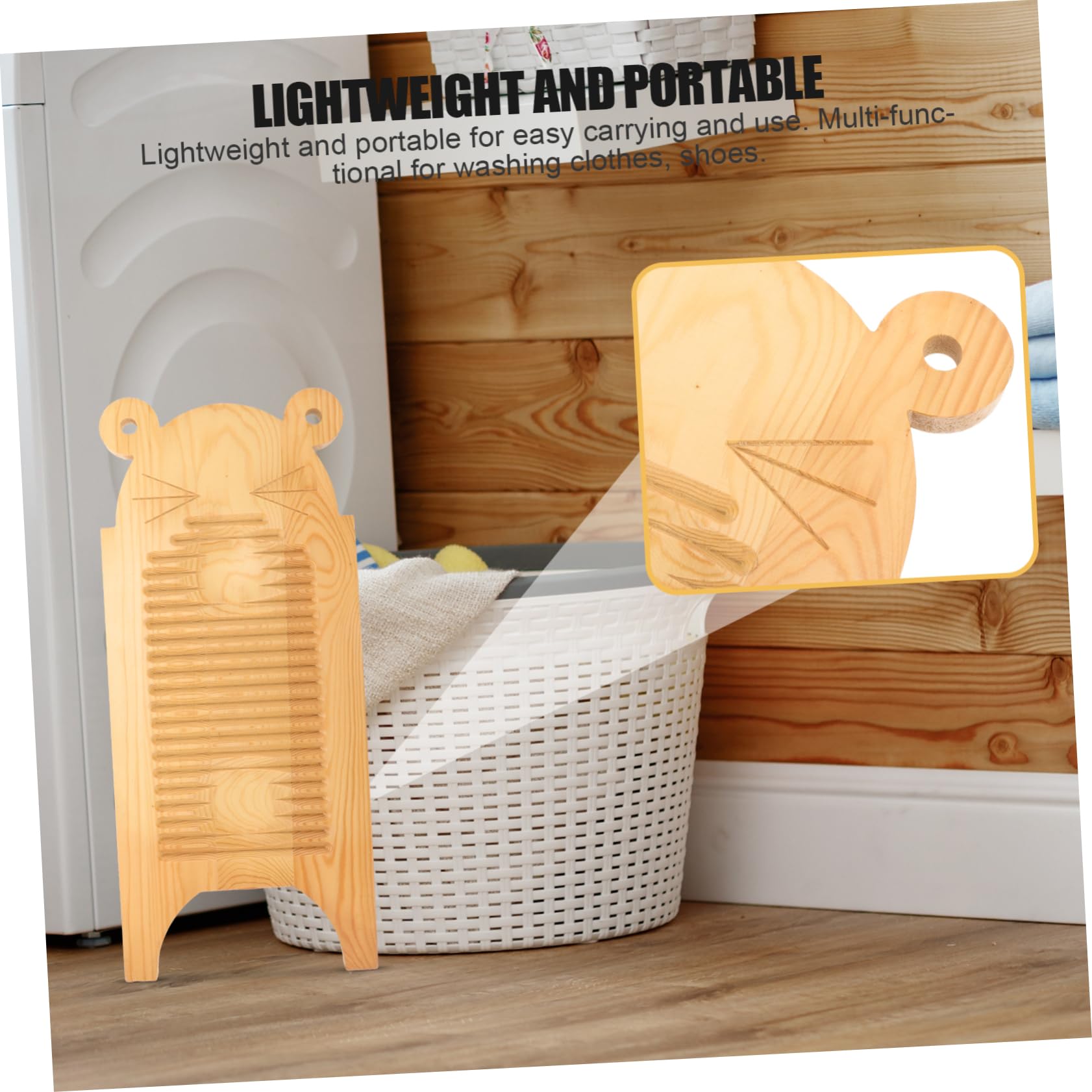 Beavorty ASSE per Lavare i Panni in Legno, Tavola da Bucato Portatile, Antiscivolo, per Lavare a Mano Vestiti e Scarpe, Khaki