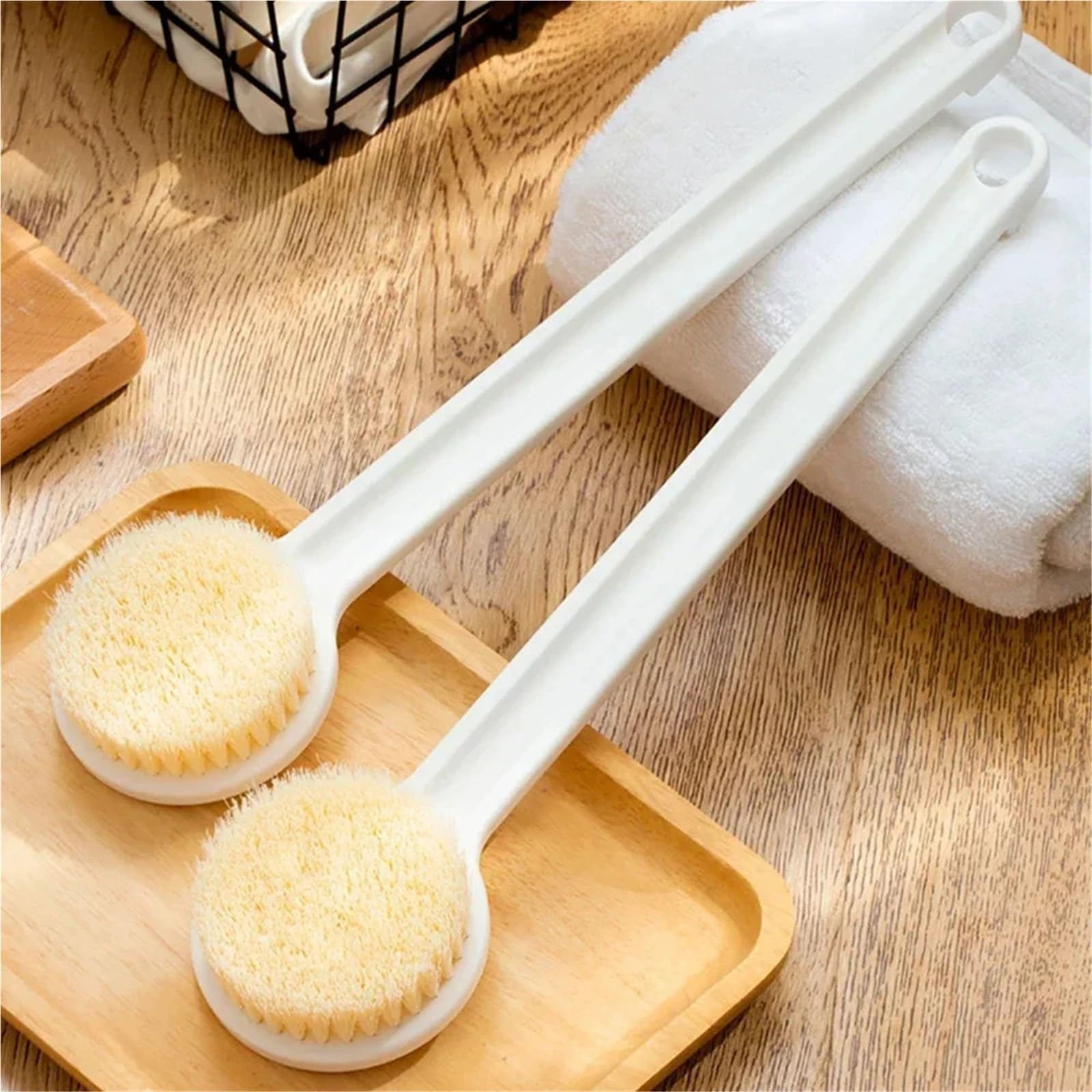 2-teilige Rückenbürste mit langem Griff for die Dusche, weiche Borsten, Körperpeeling-Badebürste, Badezubehör FüR KöRperpeeling