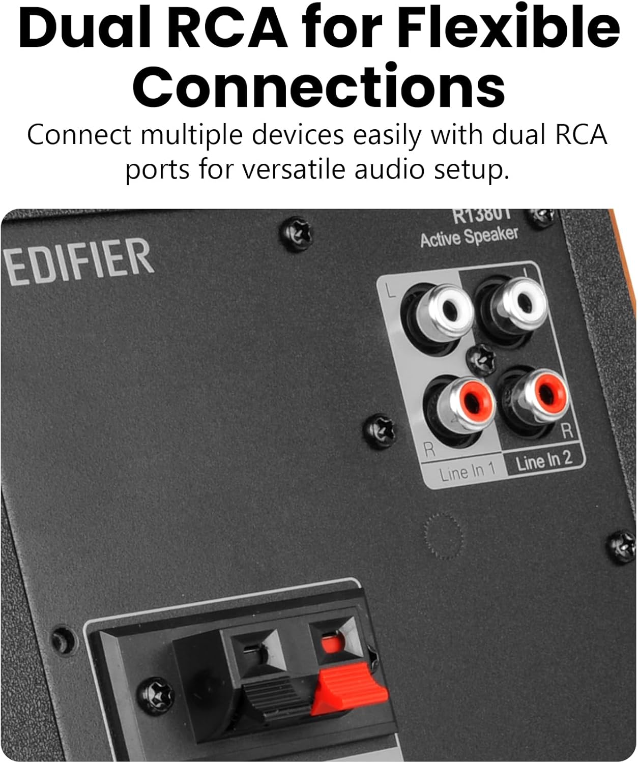 Edifier R1380T Powered Bookshelf Speakers, 2.0 Stereo Active Near Field Monitors, Studio Monitor Speaker, 42 Watts RMS (Brown) - Image 4