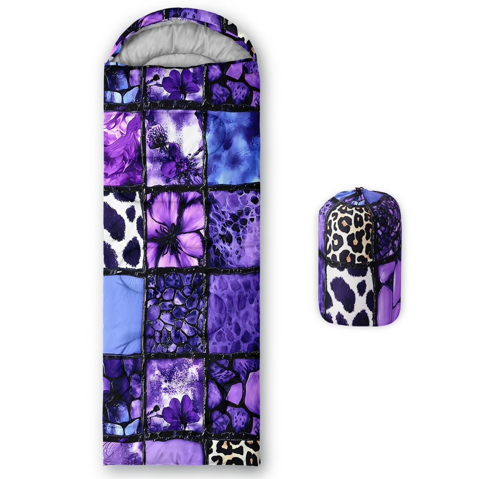 QOOMO Ball Flower Camping Sleeping Bags,3 Season Warm &amp; Cool Weather,Lightweight,Waterproof Sleeping Bags for Adults &amp; Kids,Traveling,and Outdoors,Camping Gear Equipment