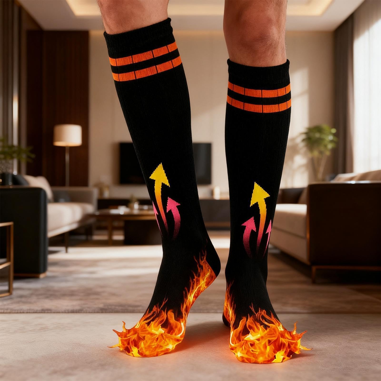 Chaussettes Chauffantes Rechargeables 5000 mAh Bas Chauffants avec Contrôle