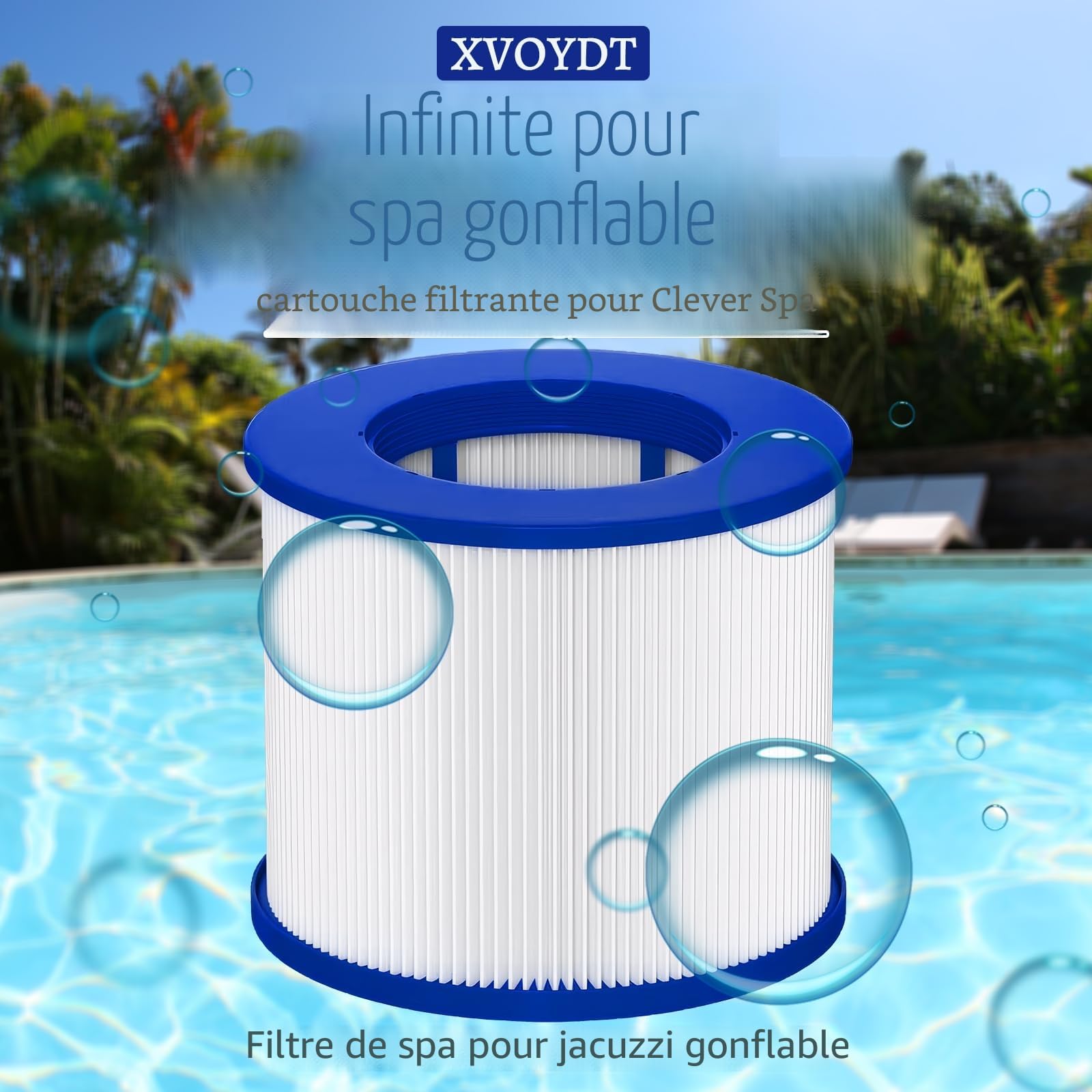 Lot de 8 Filtre de Spa a Visser, Cartouche filtrante pour Clever Spa, Filtre 75 x 100 mm, Filtre à Vis pour Spa Gonflable Pas De Vis 60mm, pour Cosy Spa