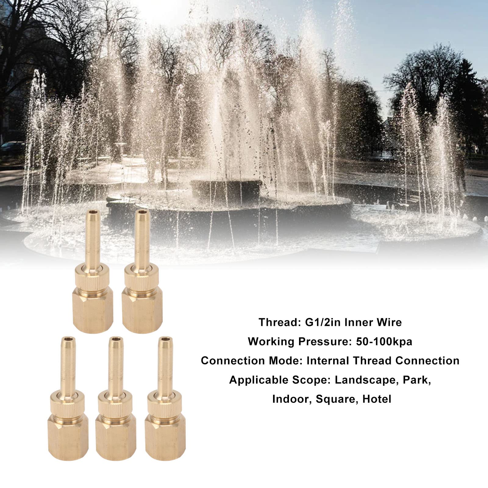 Deck Jet Ugello Ottone Fontana Spruzzo Acqua Spruzzatore Testa 5PCS G1/2" Waterscape Ugello Iniezione diretta Filettatura interna
