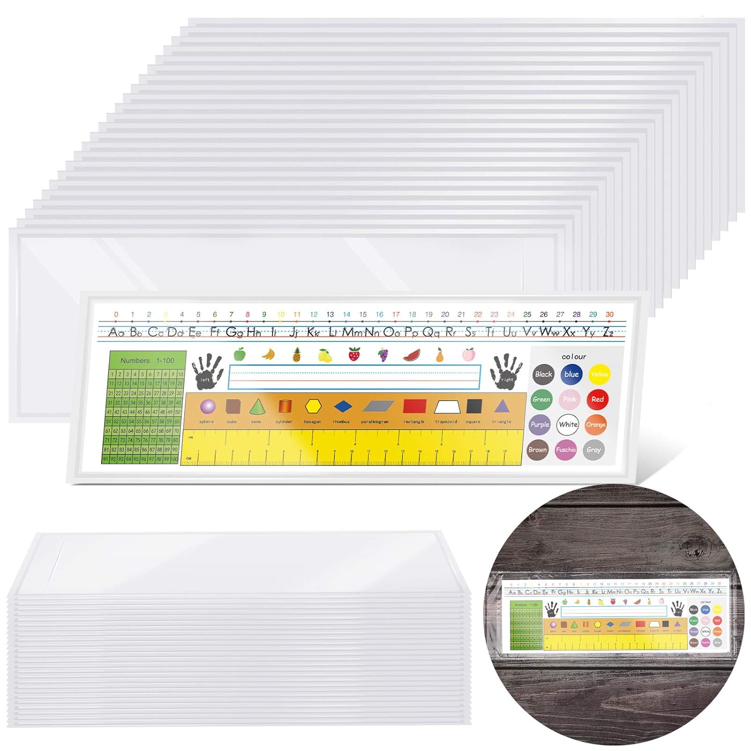 45 Pieces Nameplate Pockets SelfAdhesive Name Plate Clear Pockets for