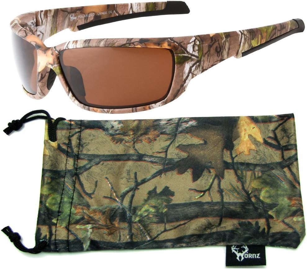 Hornz Brown Forest Camouflage Polarized Sunglasses for Men Full Frame Strong Arms & Free Matching Microfiber Pouch