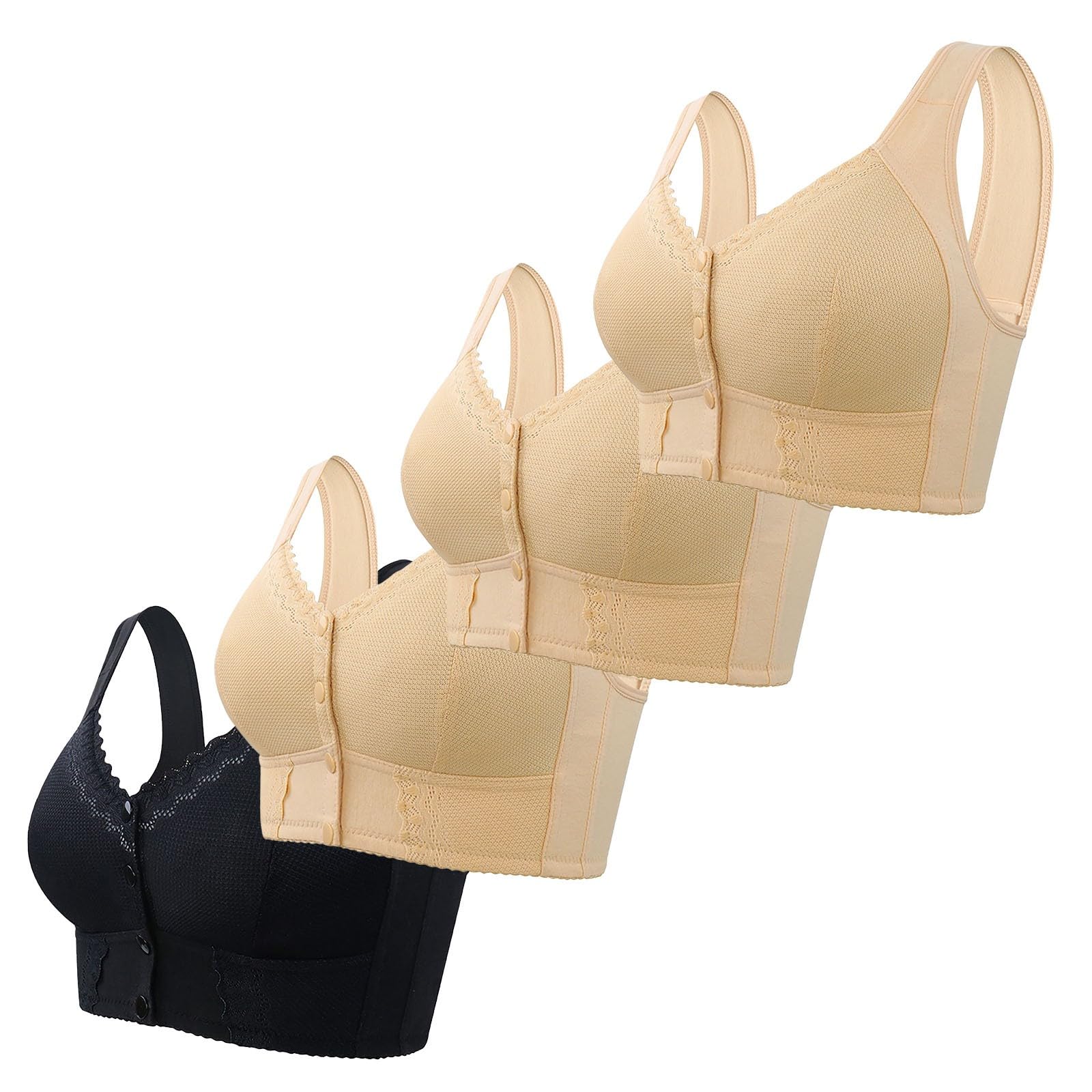 Cocila Reggiseno Invisibile Senza Ferretto per Donna, Reggiseno Comfort con Chiusura Frontale, Spalline Larghe e Copertura Totale, Morbido di Supporto l'uso Quotidiano Post-Operatorio Adesivo