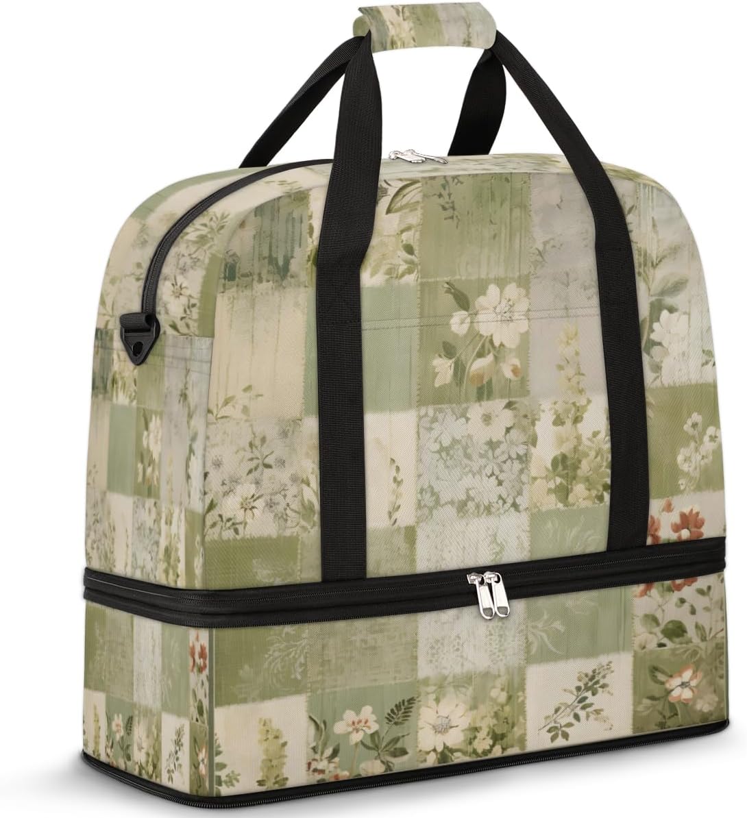 QsirBC Shape Art Decor Gym Bag for Women Duffle Tote with Shoes Compartment Men Weekender Duffel for Dance Travel Sports Swimming Overnight