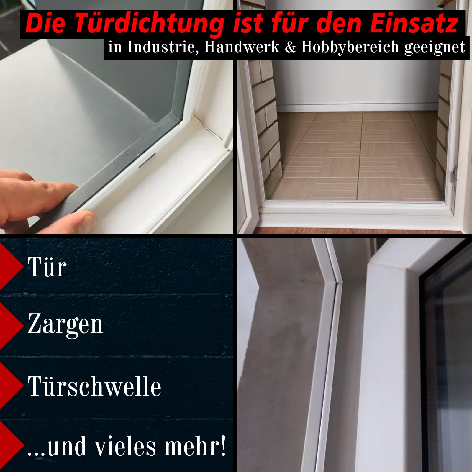 PRIOstahl Türdichtung flexible Dichtung Dichtband Gummidichtung Holztürdichtung - Weiss Länge: 200 Meter Falzbreite: 12mm Haustürdichtung Zargendichtung Zugluftstopper für Türen aus Weich-PVC