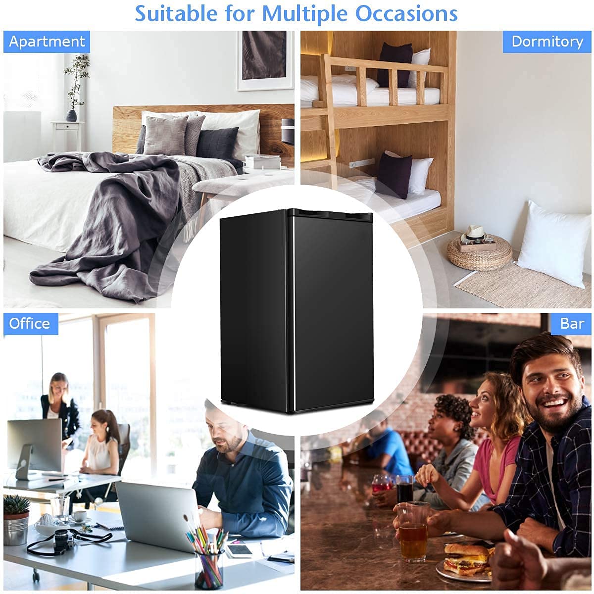 Mat Expert 3.2 Cu.Ft Mini Refrigerator, Compact Compressor Freezer W/Reversible Single Door, Adjustable Thermostat & Low Noise, Mini Beverage Cooler W/Bottle Rack, Small Cooler For Office/Dorm/Home on Fridge.com - View 6