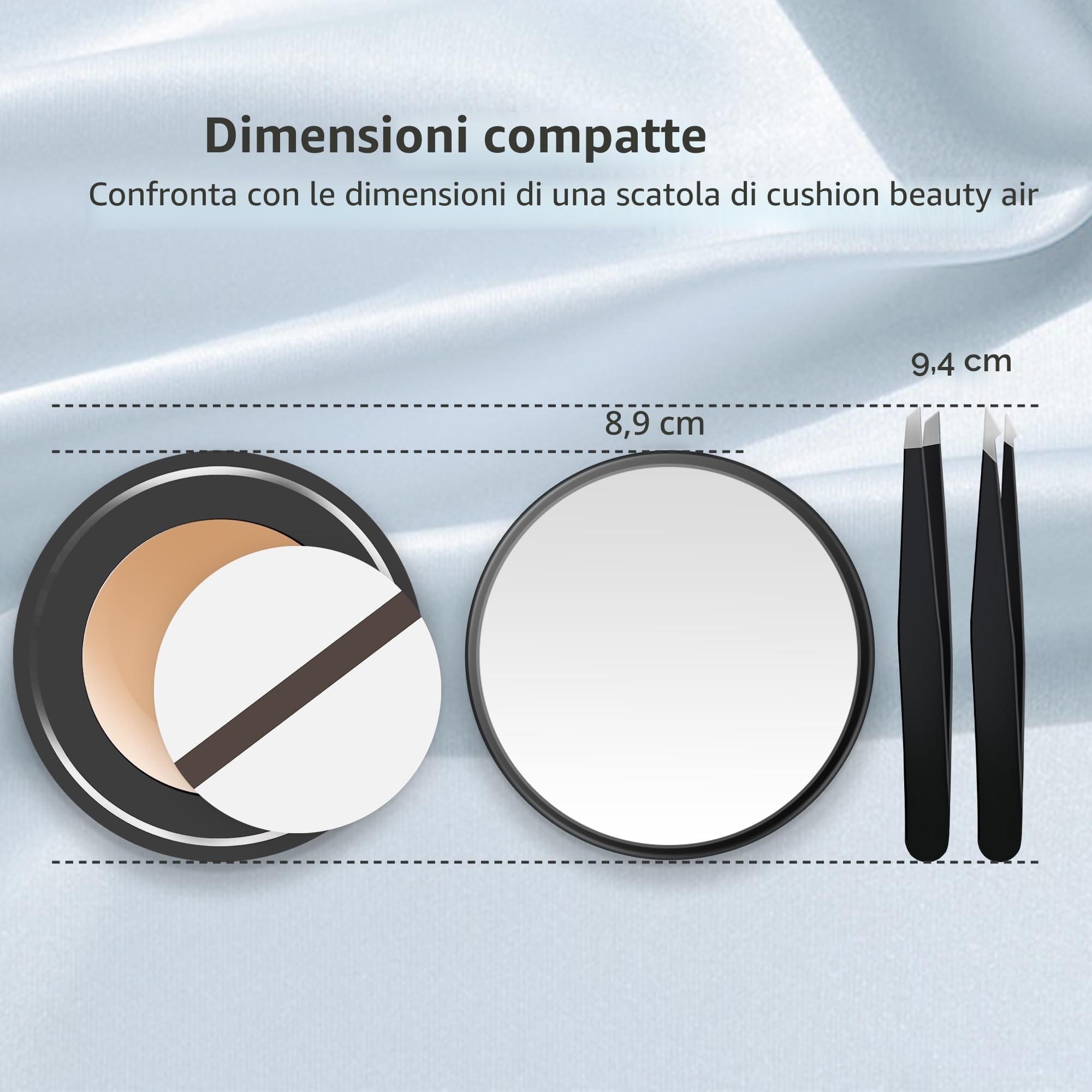 MIYADIVA Specchio ingrandimento 40x, rotondo compatto 8,9 cm, ventosa, pinzette in acciaio inox, perfetto trucco, sopracciglia, barba, viaggio
