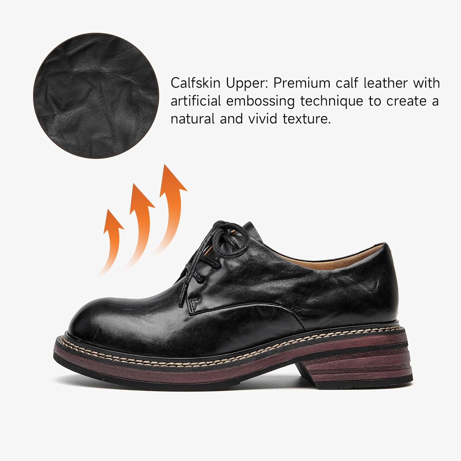 BEAU TODAY Women's Oxfords Dress Shoes, Leather Lace-Up Oxfords for Women, Comfortable Formal Cap Toe Business Casual Non Slip Office Driving Oxfords Shoes - Image 4