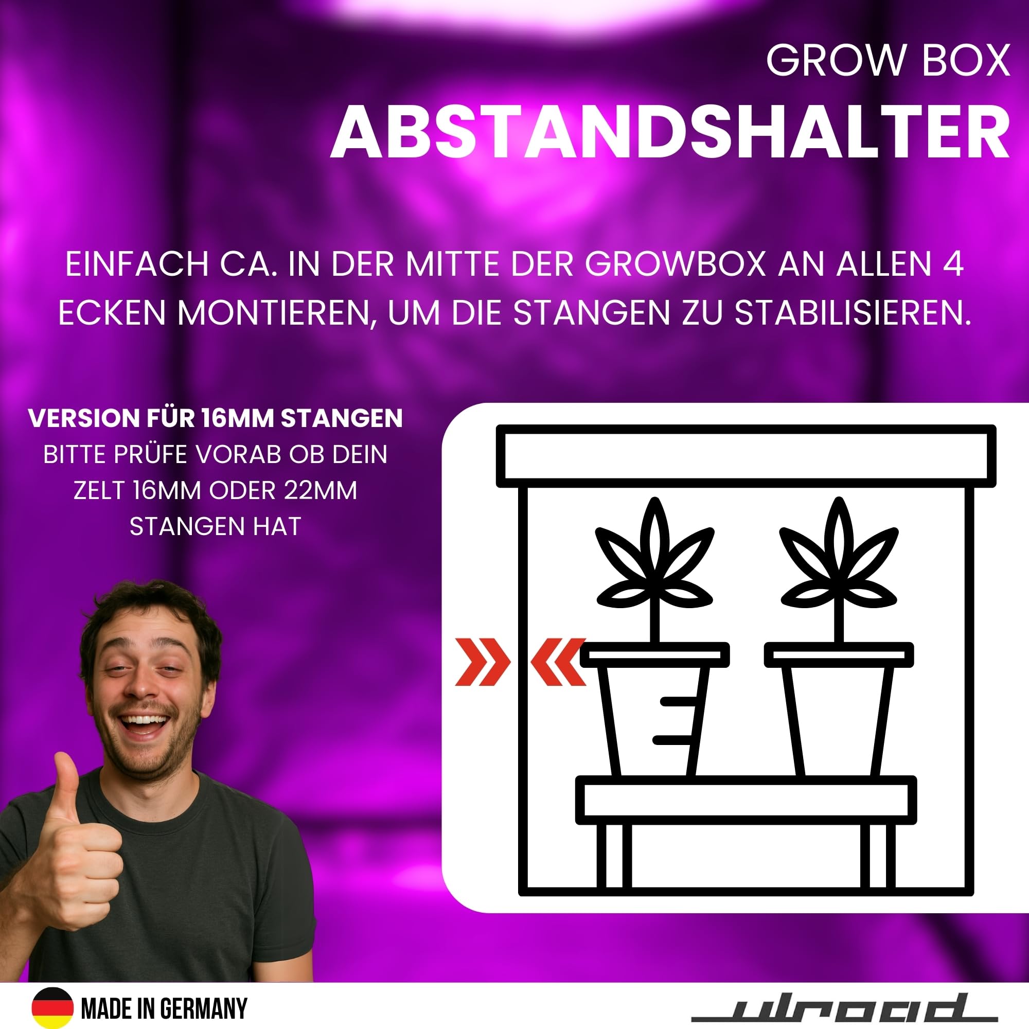 4 piezas de repuesto para Grow Box Fixture Poles Space Booster Tienda Armario Armario de 16 mm Barras de fijación Accesorios para Growbox para Growbox Secret Jardin para Growpro para Homebox