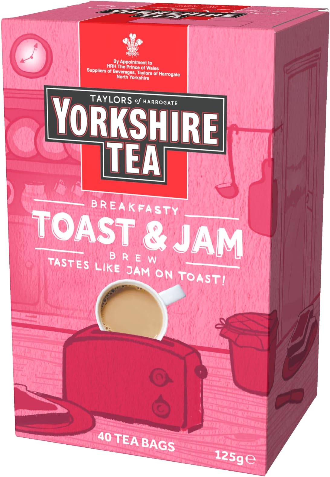 Yorkshire Tea Breakfast Toast & Jam Brew Tea - Tastes Like Jam On Toast - 40 Tea Bags 125g