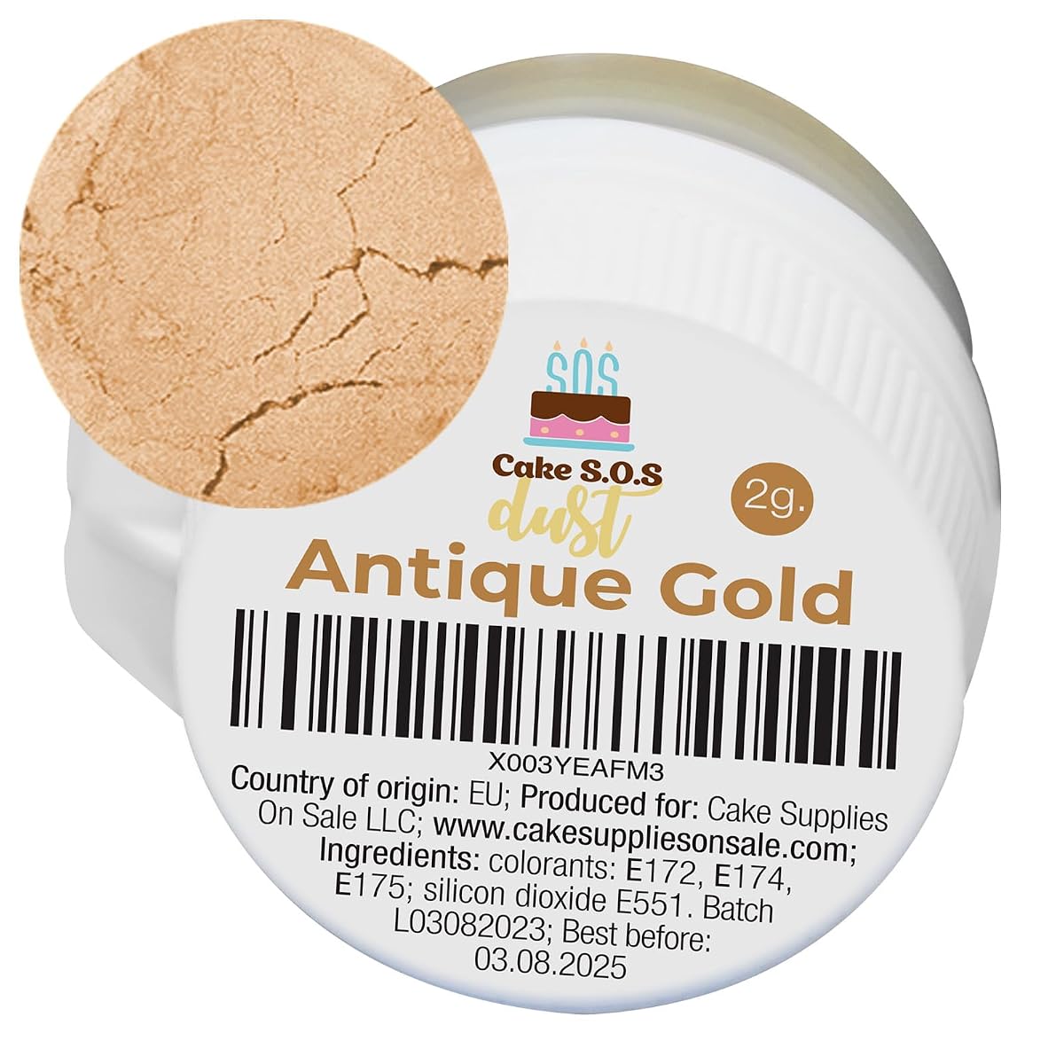 Antique Gold Edible Metallic Luster Dust (2 Grams)