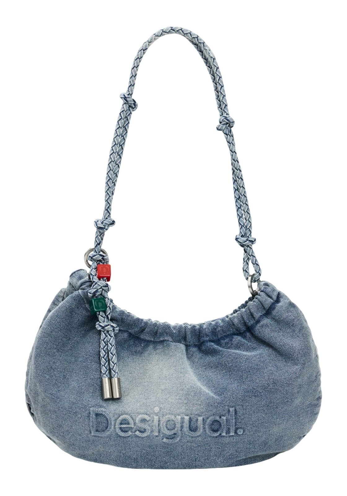 Desigual Umhängetasche Schultertasche Half Logo Denim Waverly Bag Denim Raw blaugrau