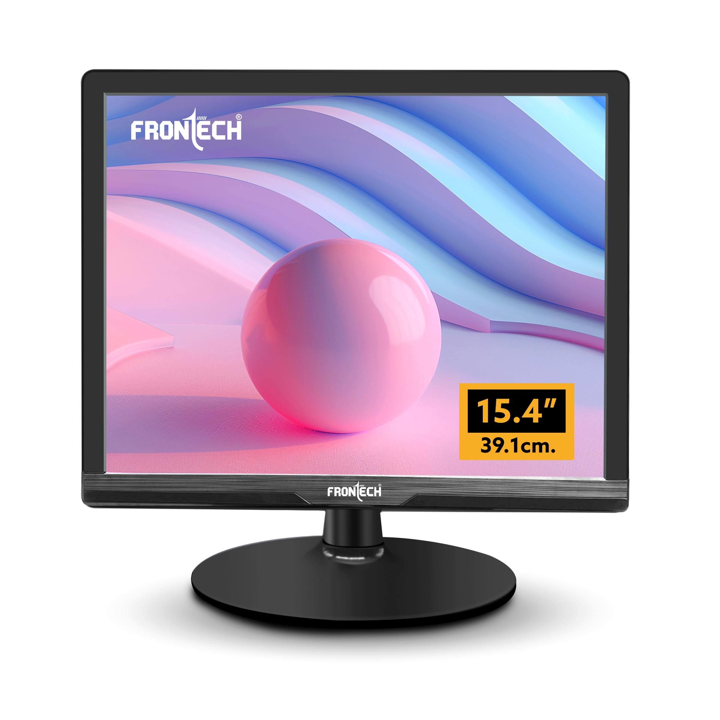 FRONTECH 15.4 Inch HD LED Monitor | Refresh Rate 60 Hz,1280 x 800 Pixels | Wall Mountable, Slim Stylish Design with 16.7M Colors | VGA Ports, Built-in Power Supply (MON-0002,Black)