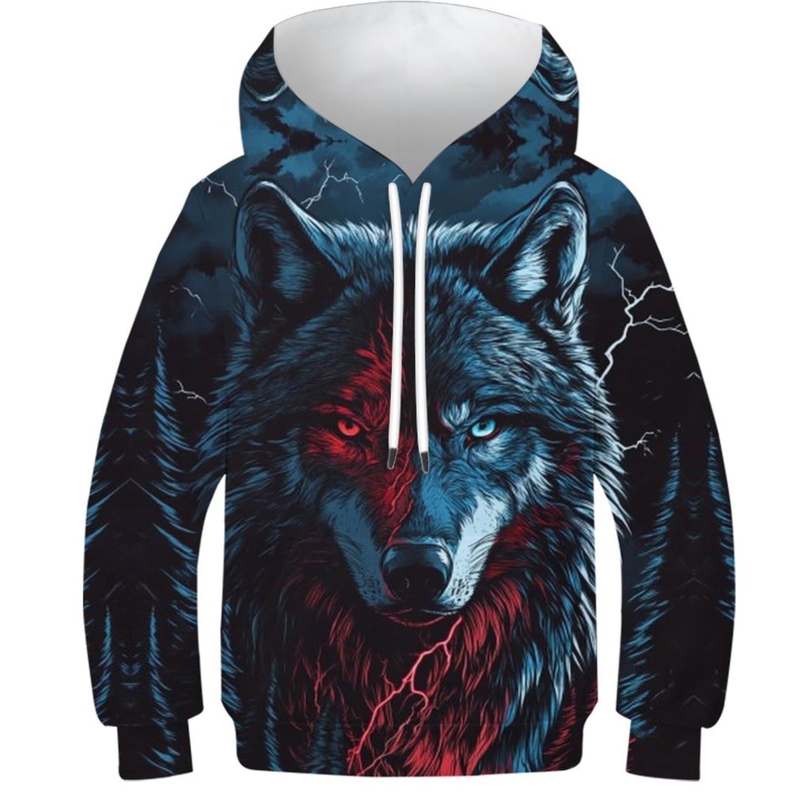 Pull décontracté loup à capuche vêtement de mi-saison pour le collège - 8