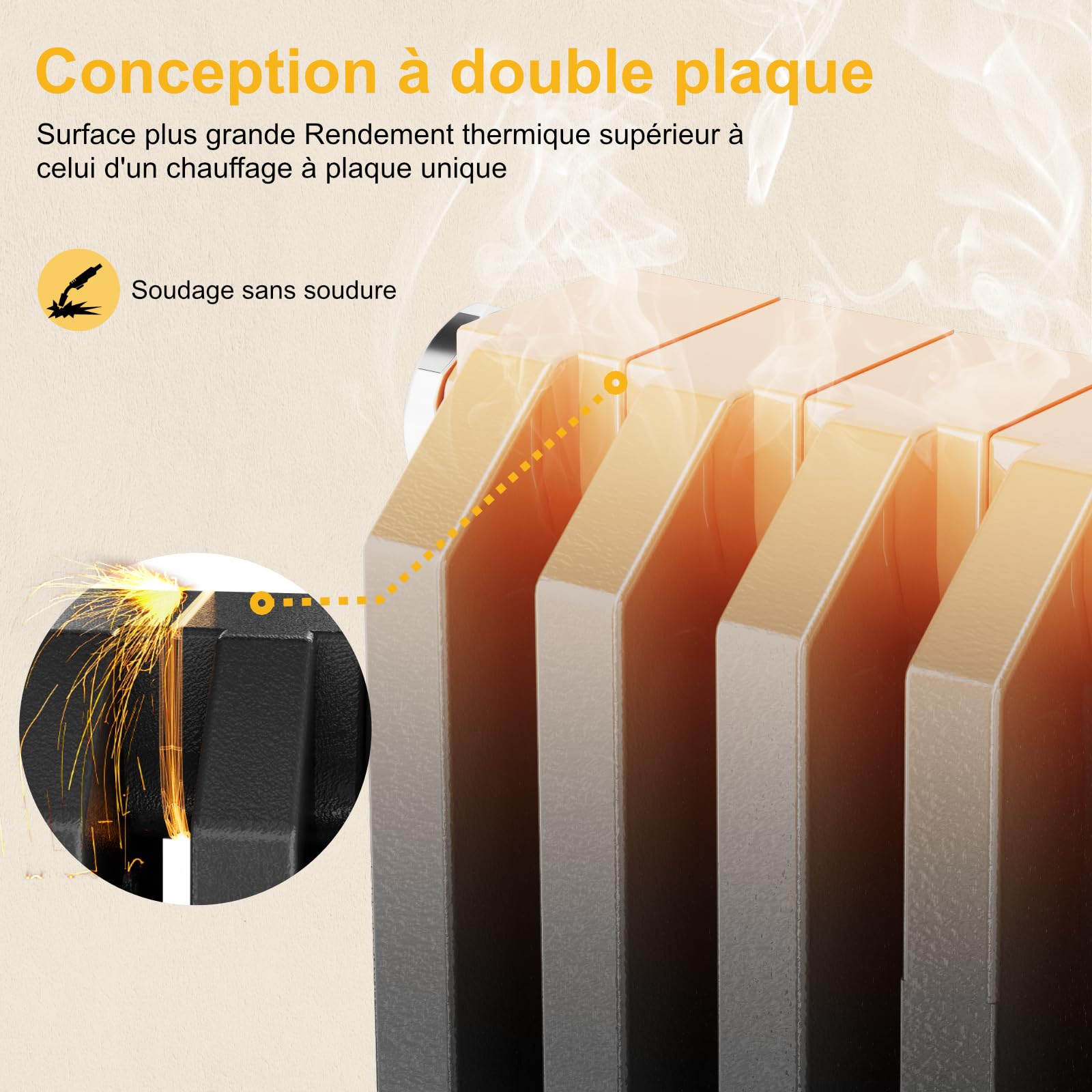 EMKE Radiateur 60x59 cm, Design en D, Anthracite
