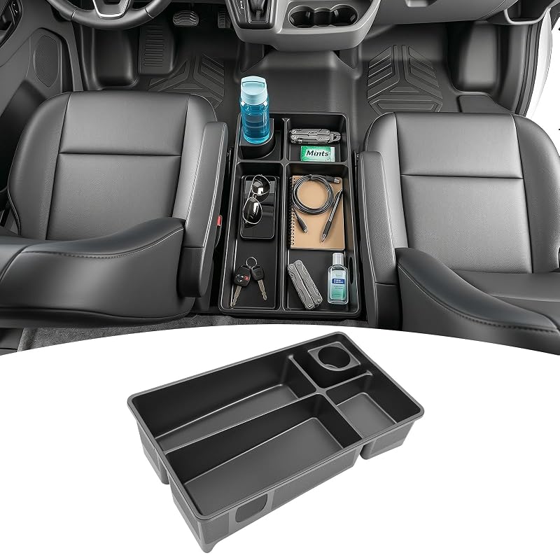 Organizador sob o banco para Ford Transit 2021–2026 HUYINPJ com porta-copos e bandejas – não compatível com Transit Connect ou freio de piso