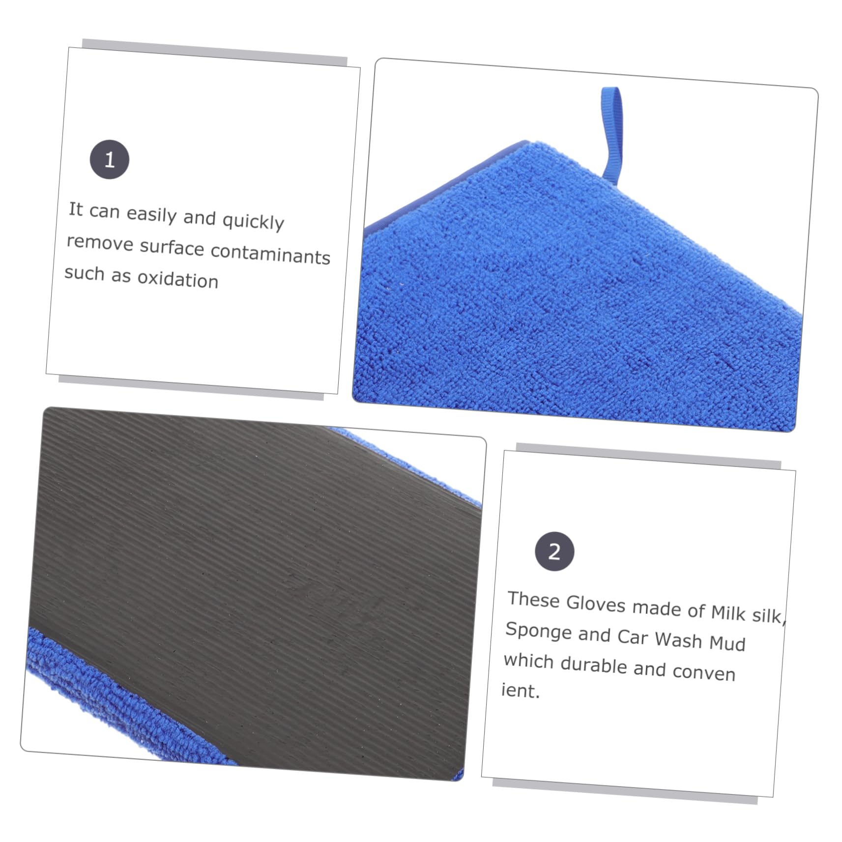 ULTECHNOVO 3piezas Guante Vado De Arcilla para Automóviles Manopla De Limpieza Reutilizable Toalla De Microfibra para Detailing y Pulido Elimina Contaminantes Pintura Azul