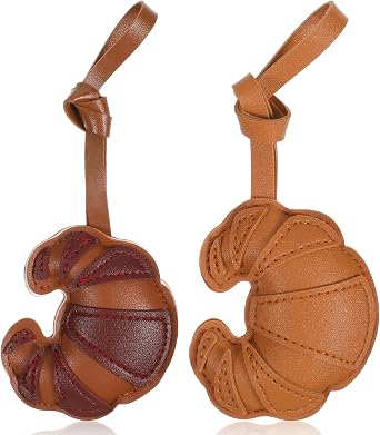 2PCS Croissant Bag Charm,Piper K Bag Charm, Leather Croissant Keychain, Cute Fashion Bread Charming Keychains for Handbags, Women,2 Colors