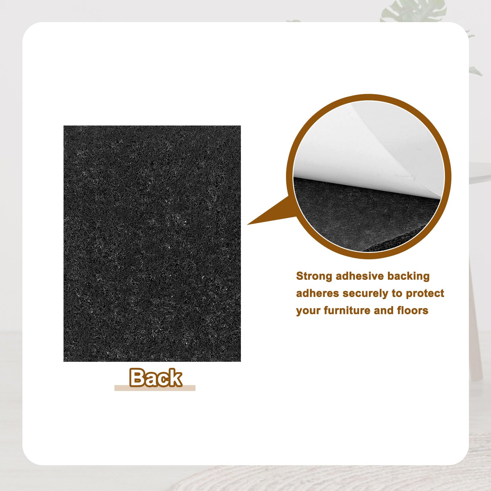 QUARKZMAN 24Pezzi Felt Per Mobili 15 x 20 cm Feltro Adesivo Nero | Antiscivolo, Antigraffio, Proteggi Pavimento Per Legno Duro