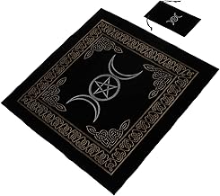 Hoement 1 Conjunto De Toalha De Mesa De Tarô Preto Tapete De Mesa Tapete De Mesa Lua Tapeçaria De Tarô Toalha De Mesa Especial Pano De Tarô Lavável Bolsa De Tarô Cartas De Tarô