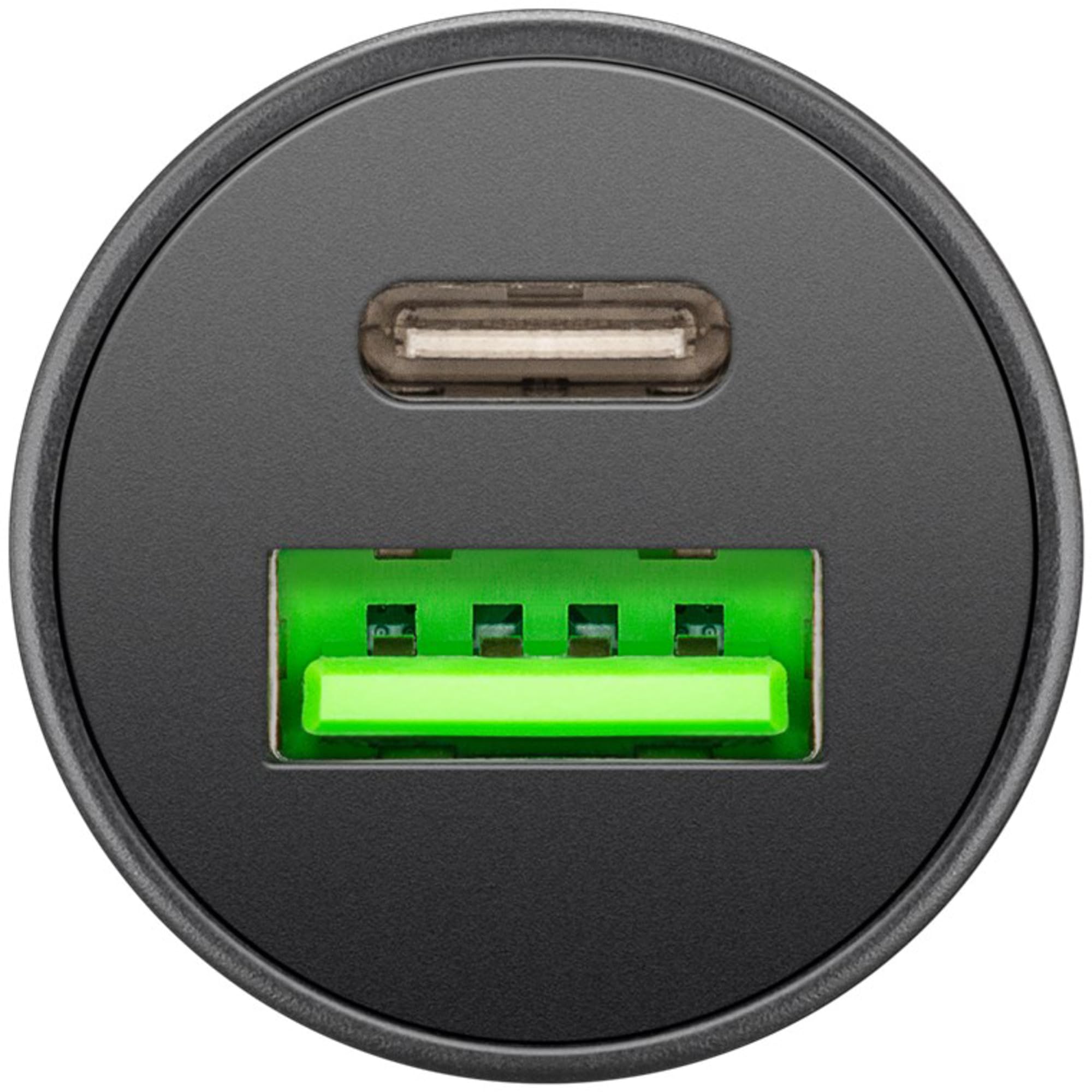 Goobay 61739 - Caricabatteria da auto Dual USB, ricarica rapida, USB 3.0 e USB-C/adattatore accendisigari per auto con erogazione di potenza 45 W a 12-24 V