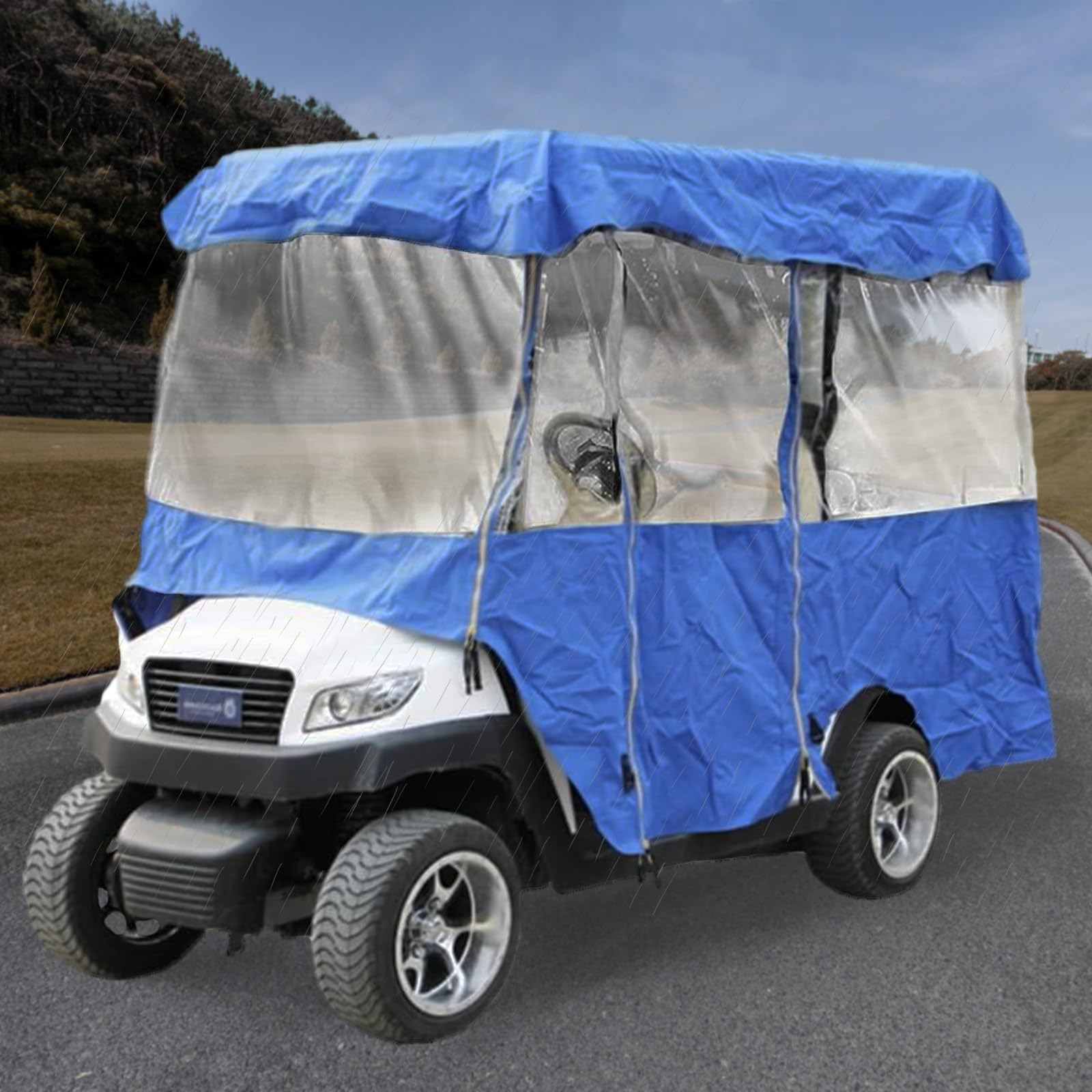 COCO Tec Golf Cart Enclosure Rain Cover, All Weather Deluxe 4-Sided for 4 Passenger Club Car EZ Go Yamaha G Model