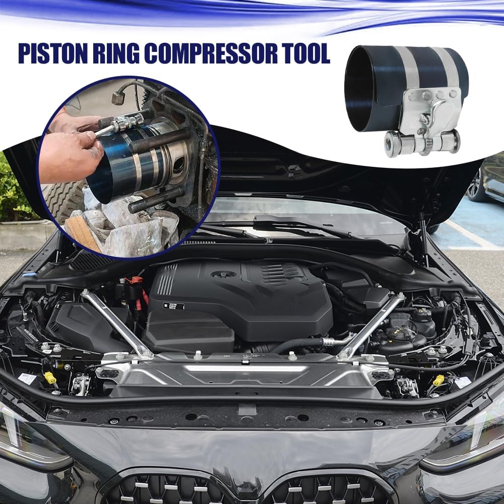 Piston Ring Compressor Tool, Engine Piston Tool, Piston Ring Compressor with Piston Installer Plier, Universal Car Accessories 2.08"-6.88" Adjustable Piston Spreader Pliers Replacement for Cars