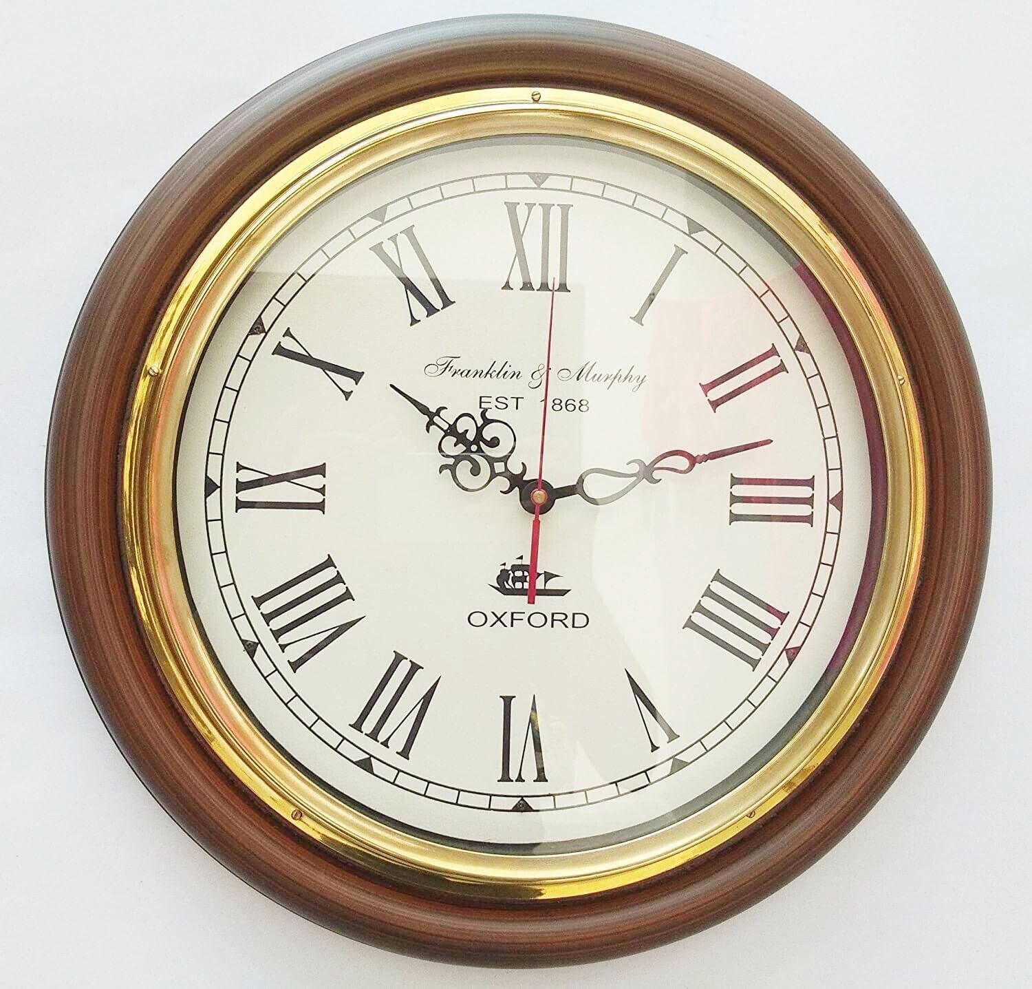 Handmade 16-Inch Antique Wooden Wall Clock with Roman Numbers - Vintage Wooden Clock for Home, Office, Studio, Living Room Decor-image-37