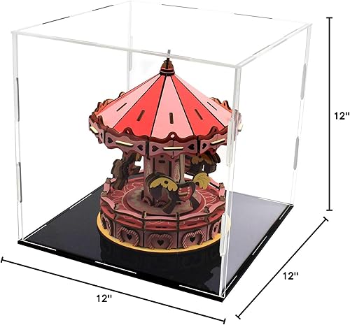 Miniatura 7 de Vitrina de acrílico transparente, caja protectora para muñecas de juguete, caja a prueba de polvo, práctico diseño de fijación de anillo de goma con