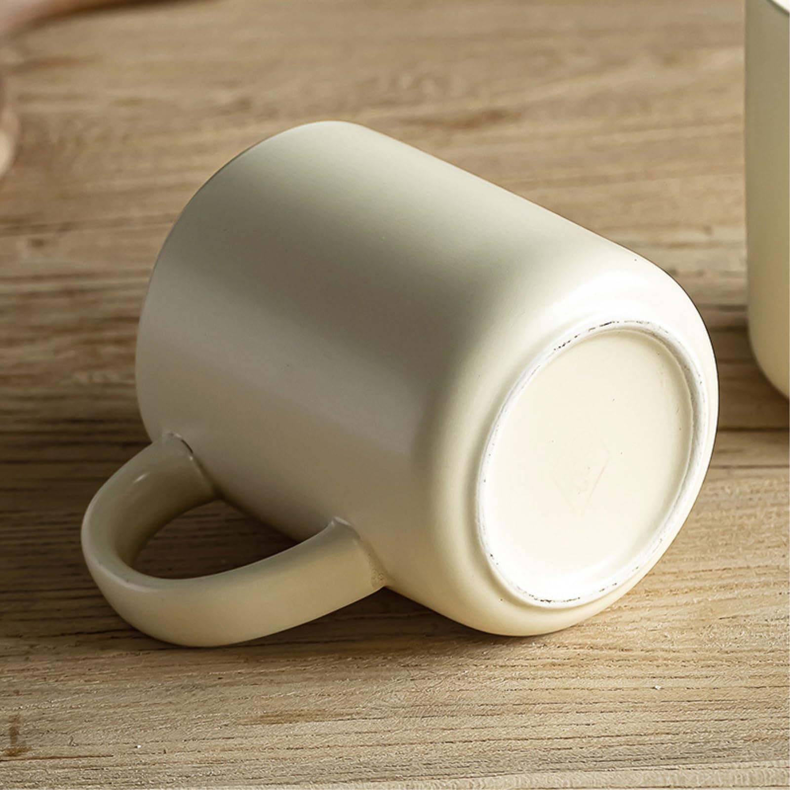 Taza de cerámica ondulada para el hogar, 450 ml, para el desayuno, color beige, 450 ml