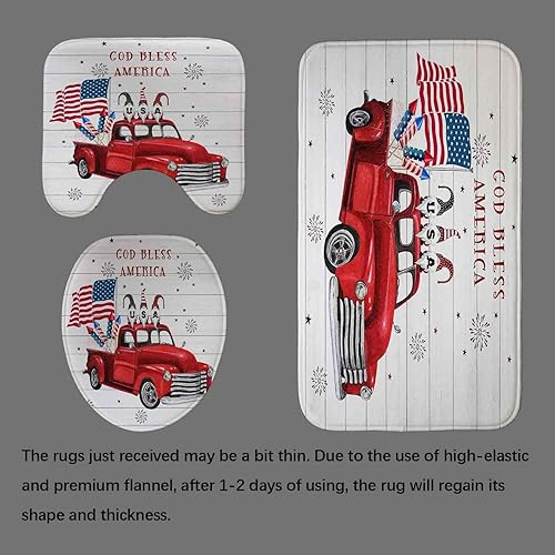 Miniatura 4 de SKAILIÉ Juego de 4 cortinas de ducha de granja, divertido gnomo de Texas Star Buffalo Plaid Checker Red Berry White Wood Board Primitive Country