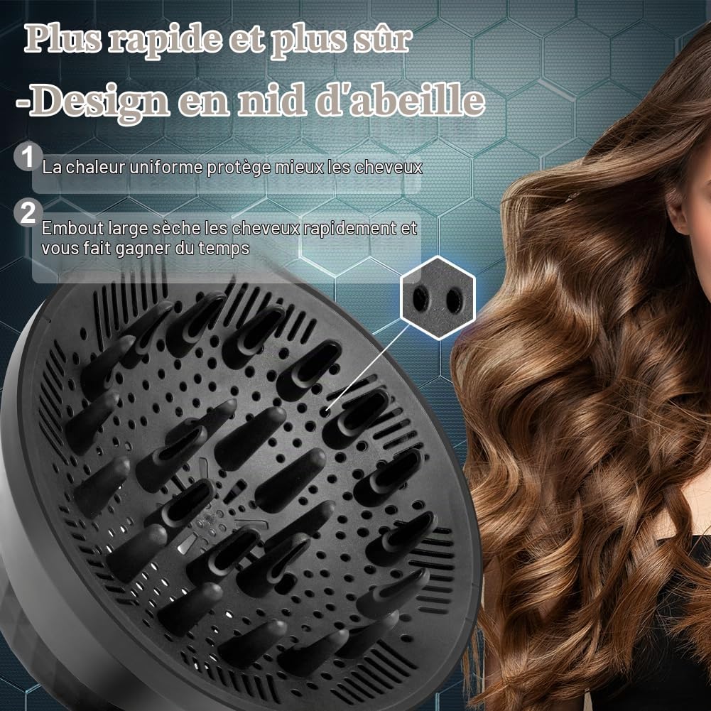 flintronic Diffuseur Seche Cheveux Universel, Diffuseur Cheveux Bouclés Pliable pour Diamètre de 1.7in à 2.9in, avec Brosse Massage Cuir Chevelu, pour Coiffure Cheveux Bouclés ou Ondulés