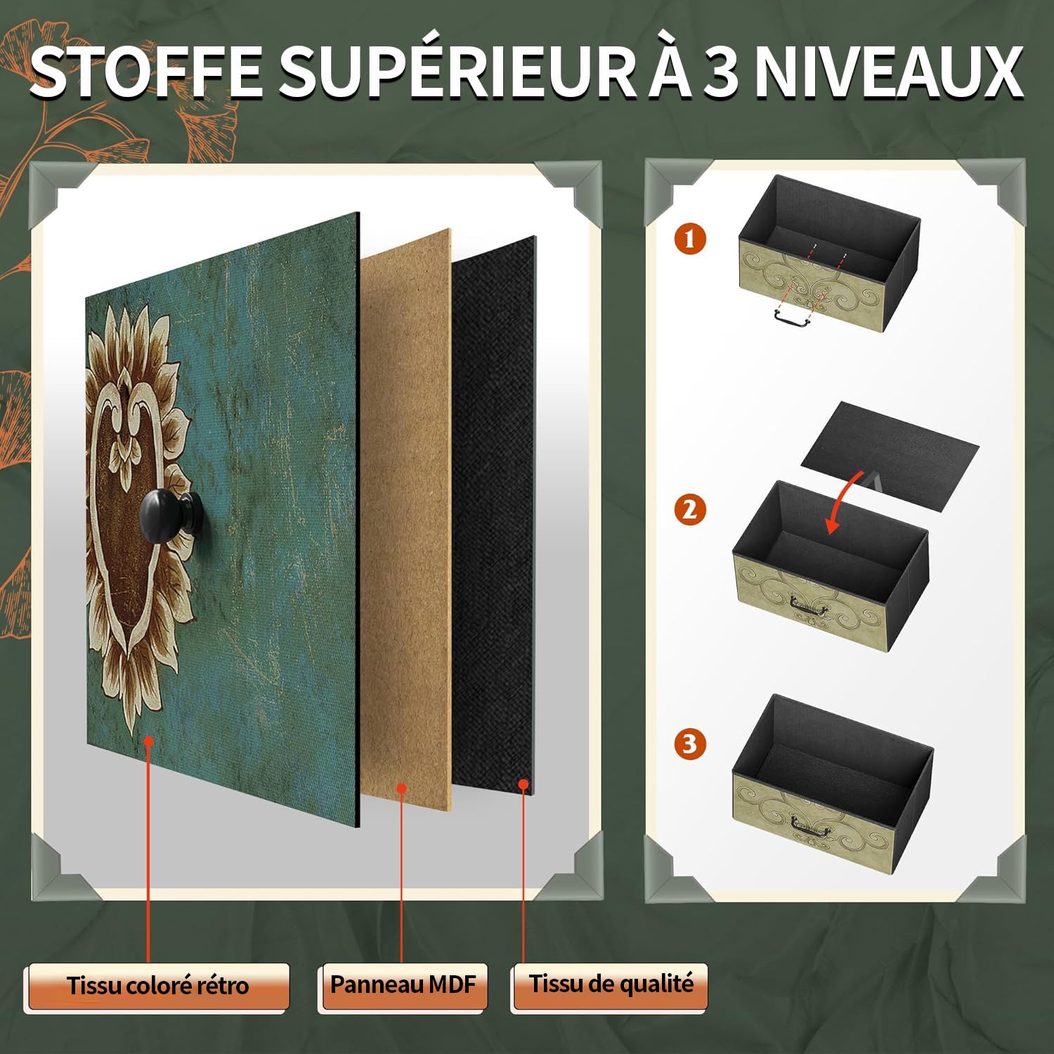 Cómoda con 8 Cajones de Tela,Cómoda para Dormitorio,Unidad de Almacenamiento,Armario de Tocador Bohemio,Cajonera Industrial con Estructura Metálica,para Salón,Pasillo,Estilo Rústico