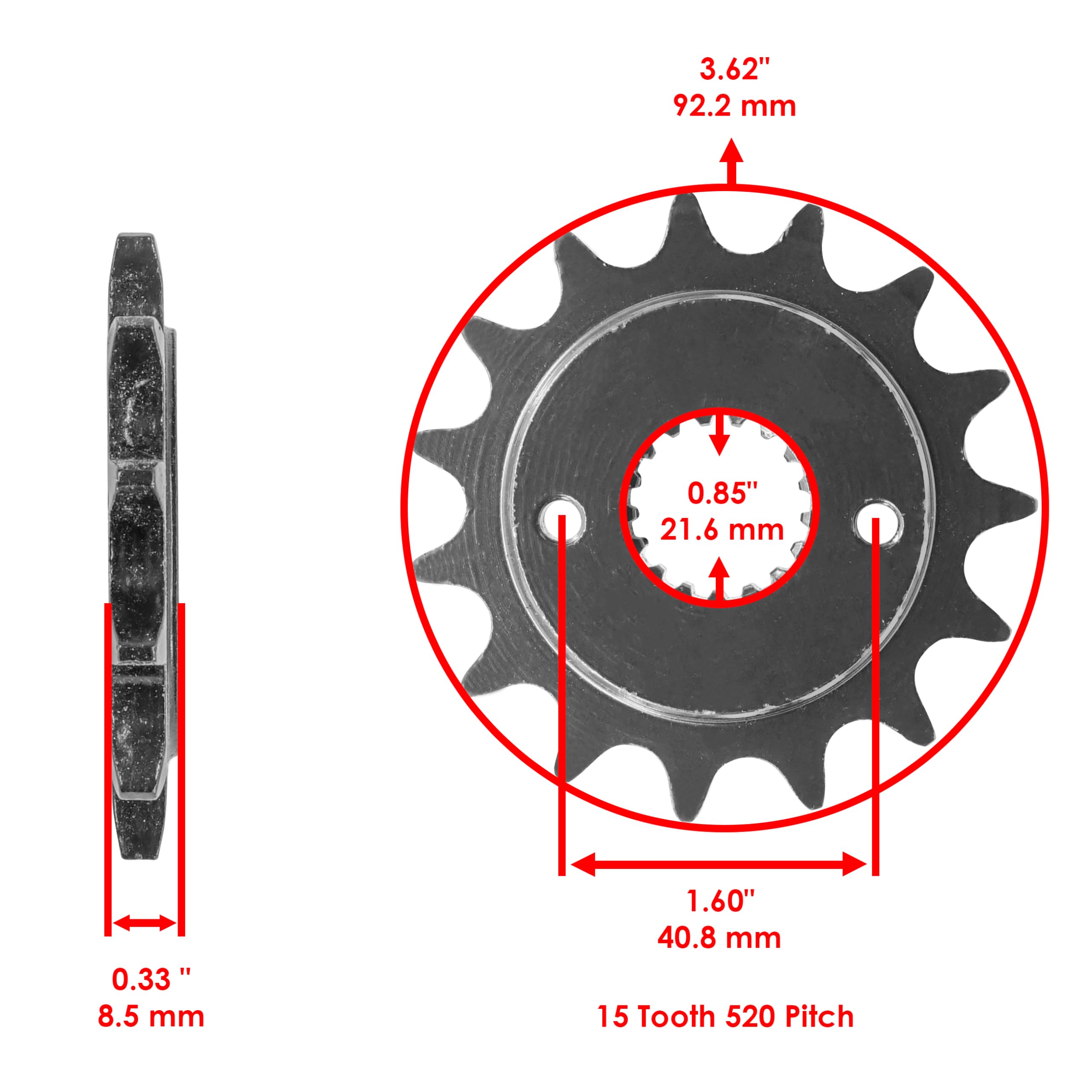 Caltric Red O-Ring Drive Chain & Sprocket Kit For Honda TRX400EX Sportrax 400 (2005-2008) - 14T/39T Sprockets, 120 Links - View #4