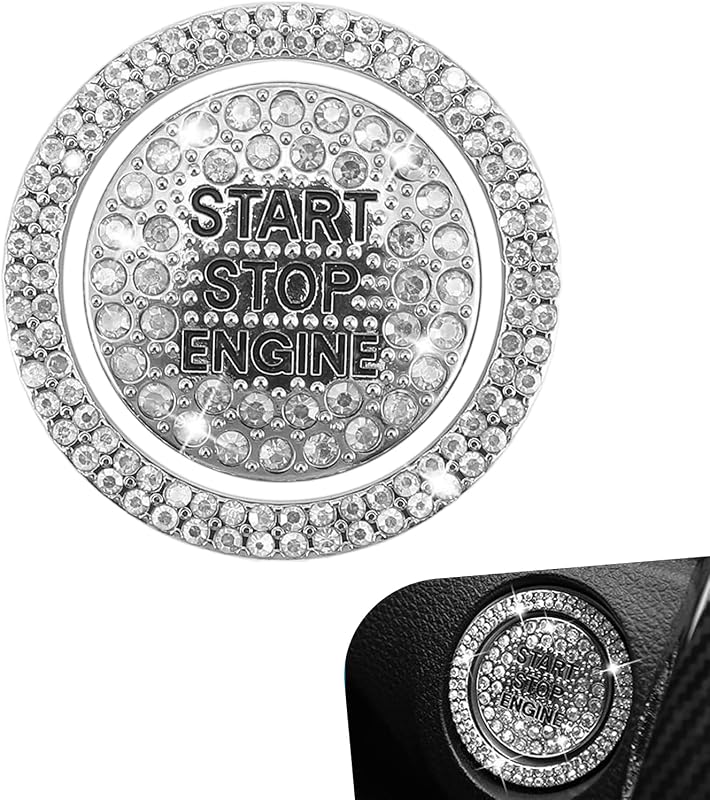 Aplique decorativo para botão de partida com strass Icyfond branco – 2 peças