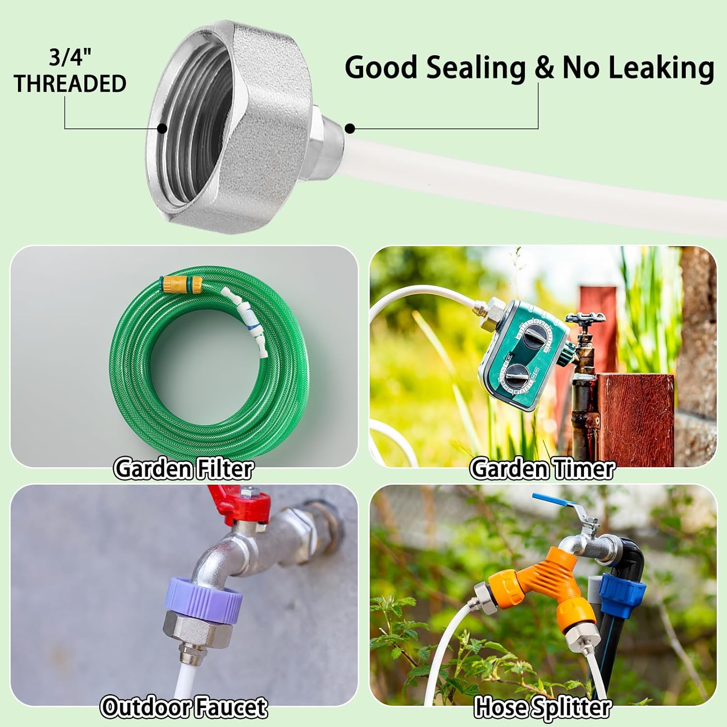 Glooglitter 59 ft Misters for Outside Patio Misting Cooling System 16 Brass Mist Nozzles 16 Brass Adapter(3/4") 20 Badge Clips 20 Cable Clips for Garden Greenhouse Fan Deck Pasture Pool BBQ Party