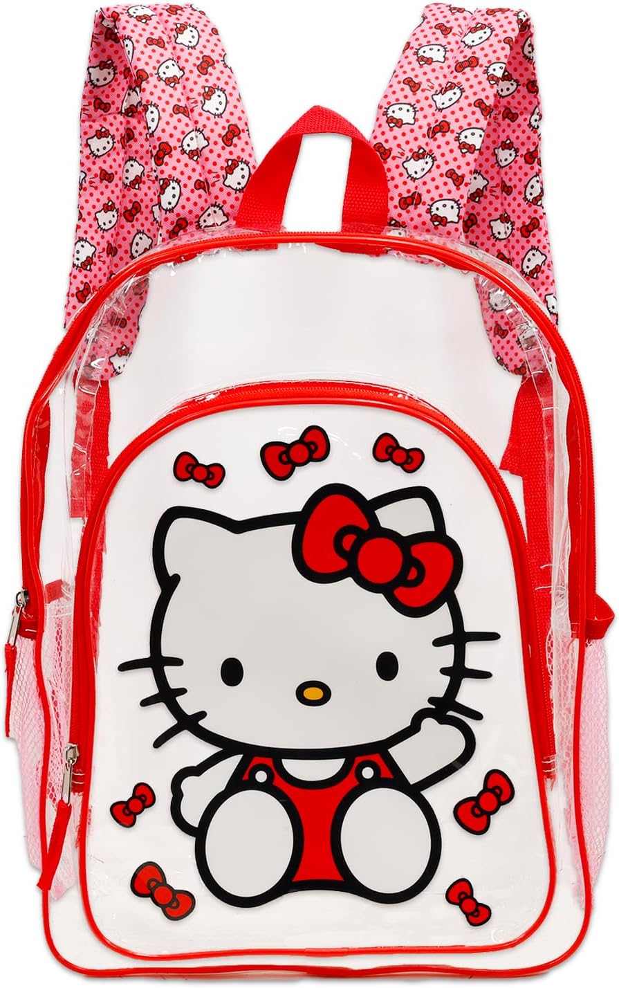 Hello Kitty Backpack - Bundle with 16 Inch Clear Backpack for Girls Plus Water Bottle, Stickers, More | Transparent Bag for Kids School Supplies - Image 3